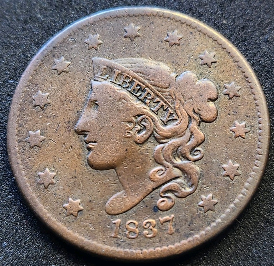 1837 Medium Letters Coronet Head Large Cent #5253