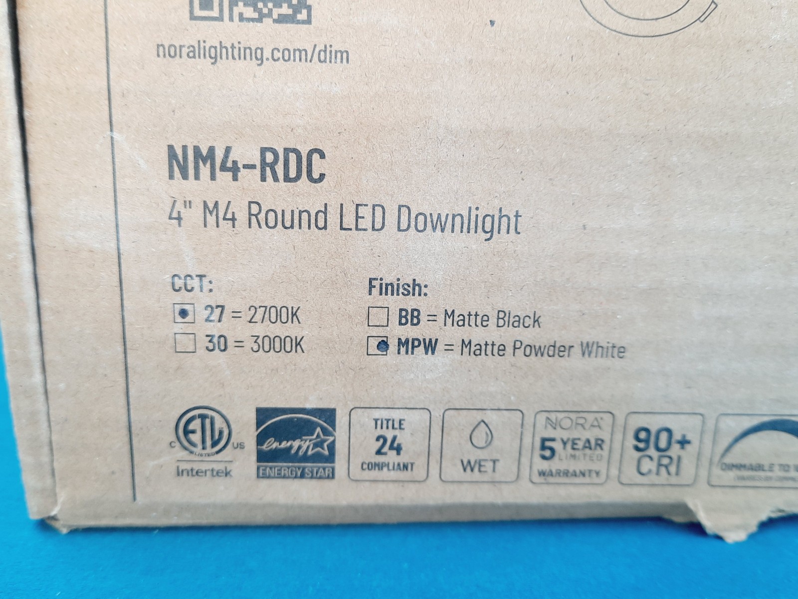 Nora Lighting NM4-RDC27MPW 4" Canless Round 2700 LED Fixture - Matte White