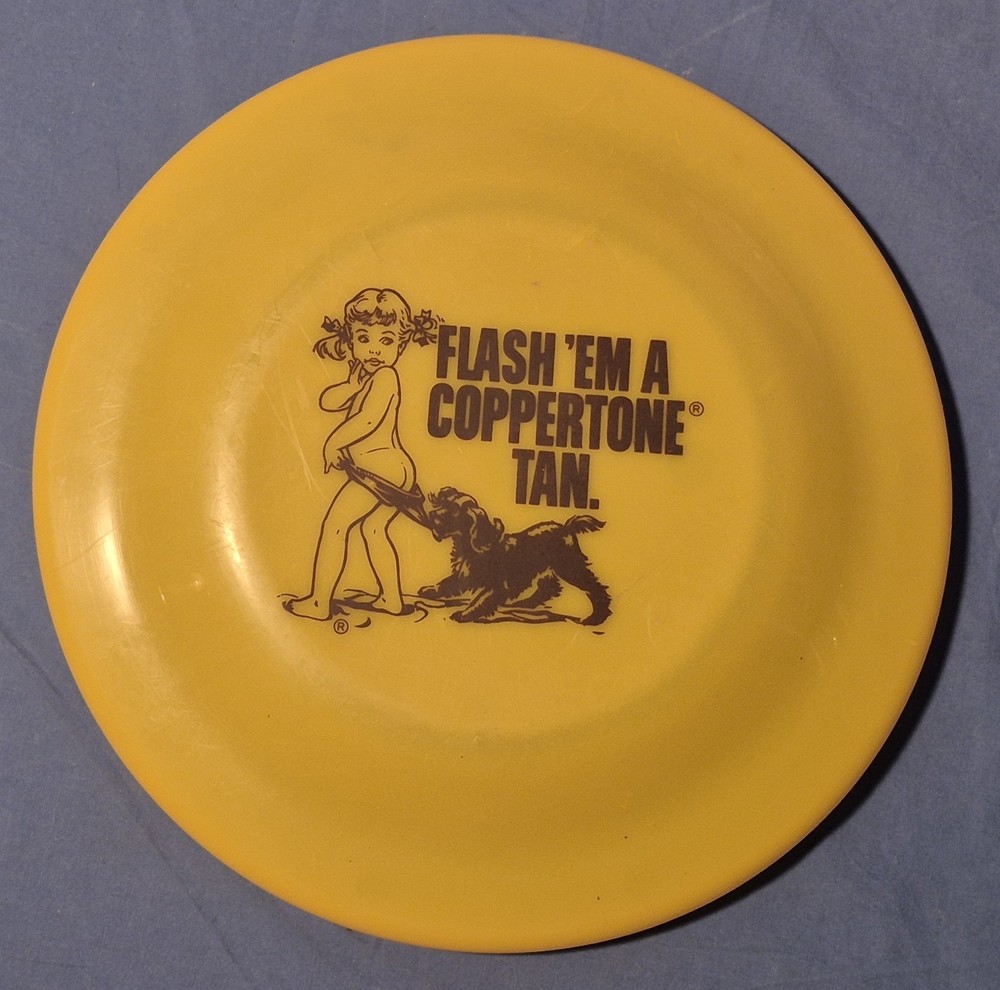 Flash em a Coppertone Tan Flying Disc Frisbee