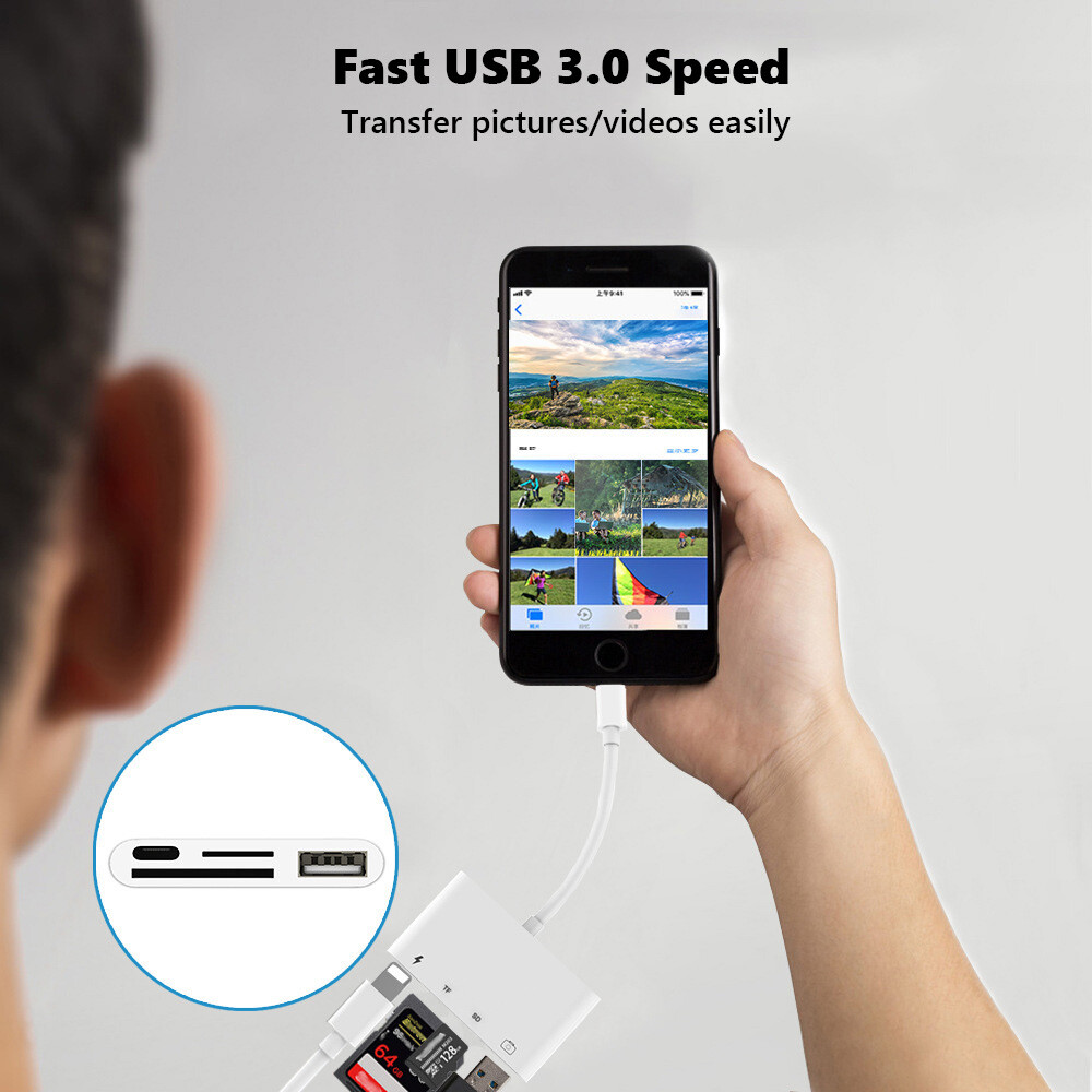OTG Micro SD Card Reader for Samsung iPhone iPad Transfer Storage Photos Videos