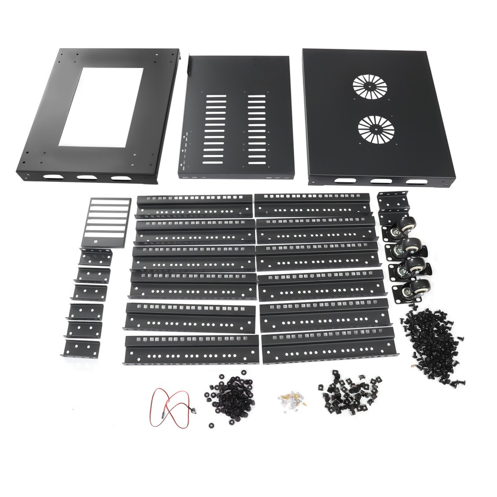 Adjustable 18U Four Post Open Frame Network Server Rack Holder on Caters