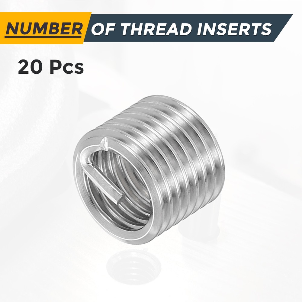 20pcs Wire Thread Inserts M8 x 1.25 x 1.5D Metric Helical Threaded Sleeve