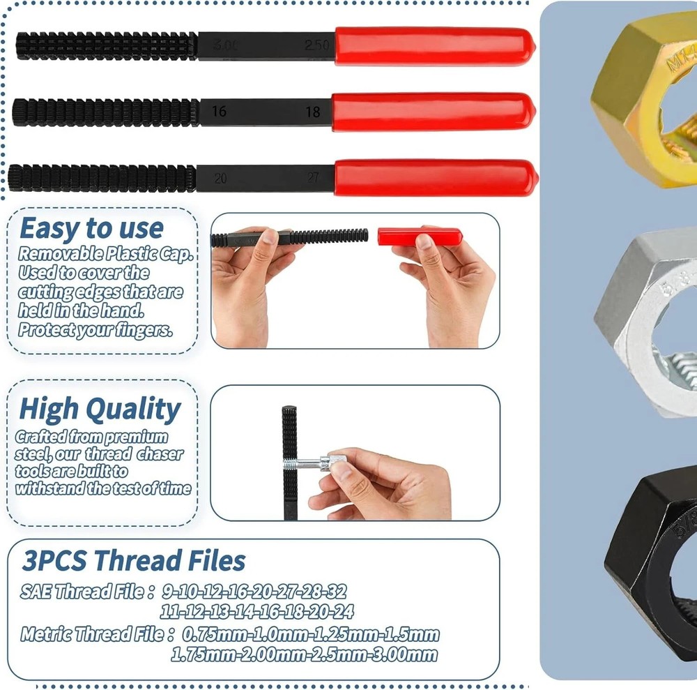 Thread Repair Thread Chaser Tool Set-49PCS Thread Cleaner Rethreading Master Kit