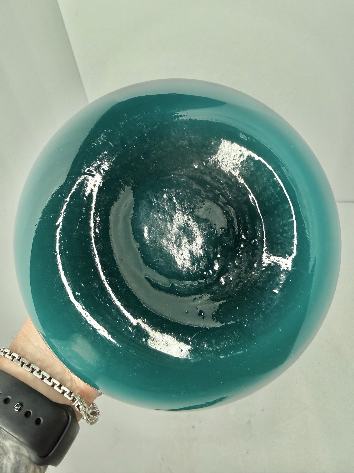 Vintage MCM Empoli Peacock Cased Glass 26.5” Genie Bottle Decanter W/stopper