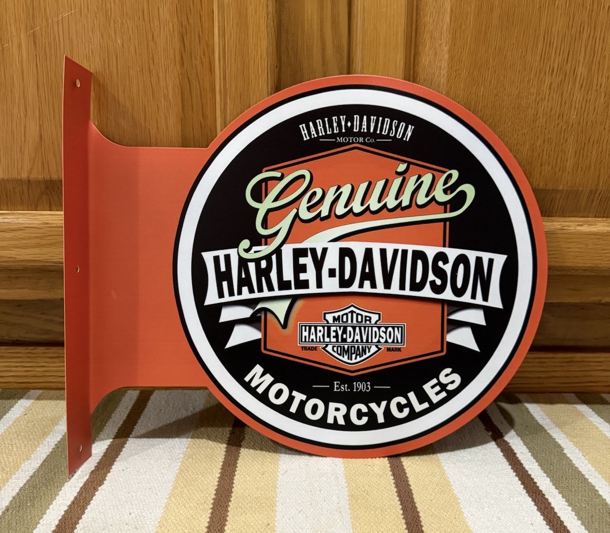 Harley Davidson Motorcycle Flange Sign Gas Oil Parts Vintage Style Wall Decor