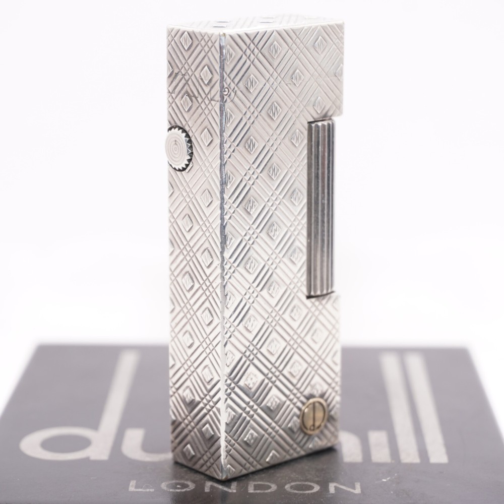 Dunhill Lighter Silver Rhombus Pattern_Ultrasonically cleaned_Working
