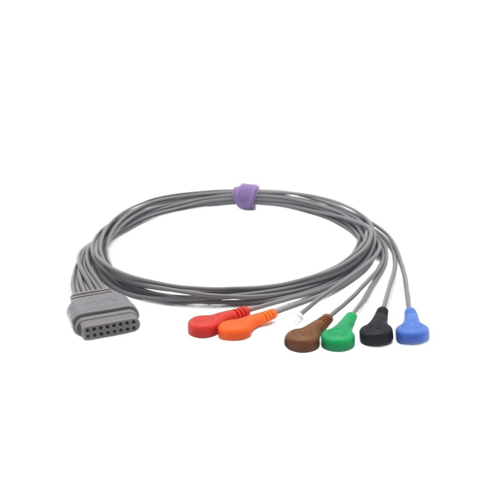 EDAN SE-2003/SE-2012 Compatible Holter ECG Cable 7-Lead Snap