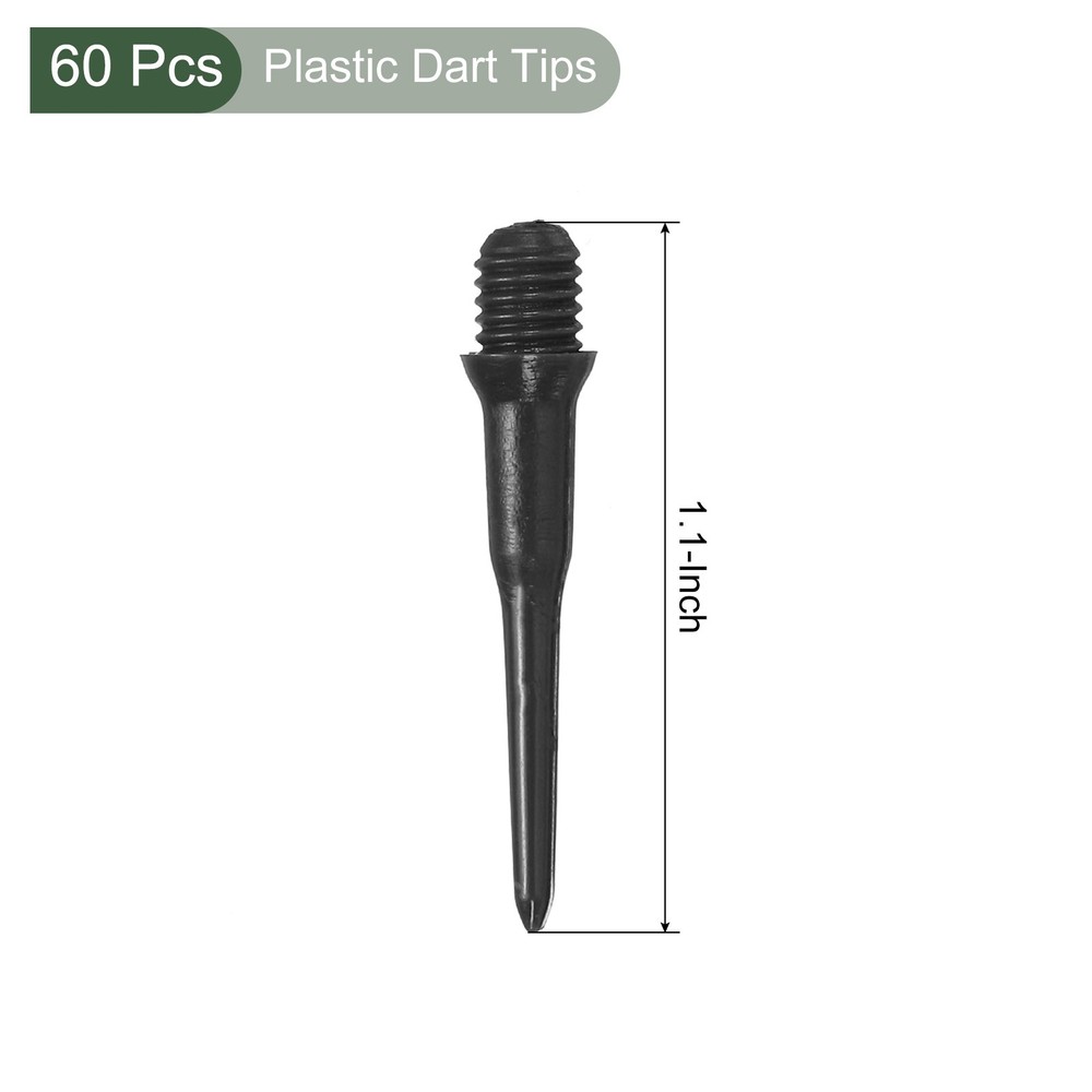 60Pcs Plastic Dart Tips,Game 2BA Thread Soft Darts Tips Black