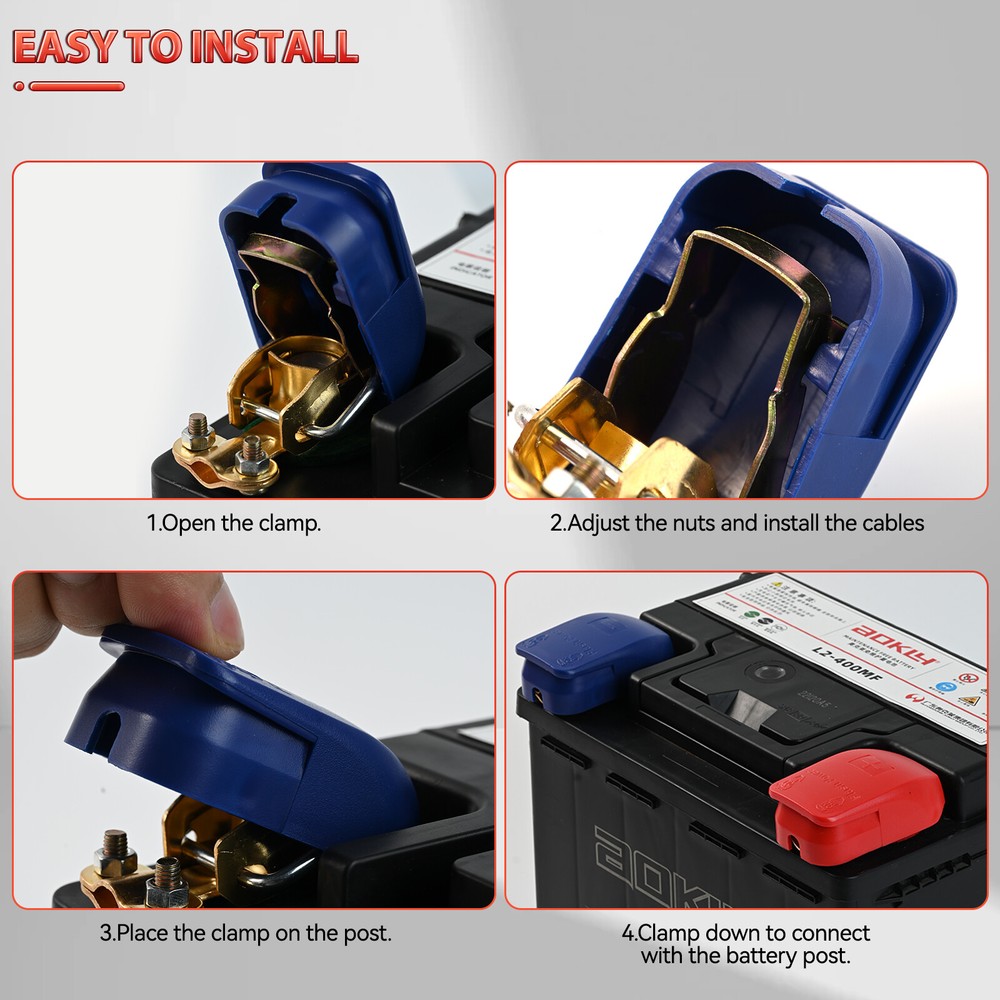 4pc Car Battery Terminal Connector Clamp Adjust Disconnect Quick Release Tool A