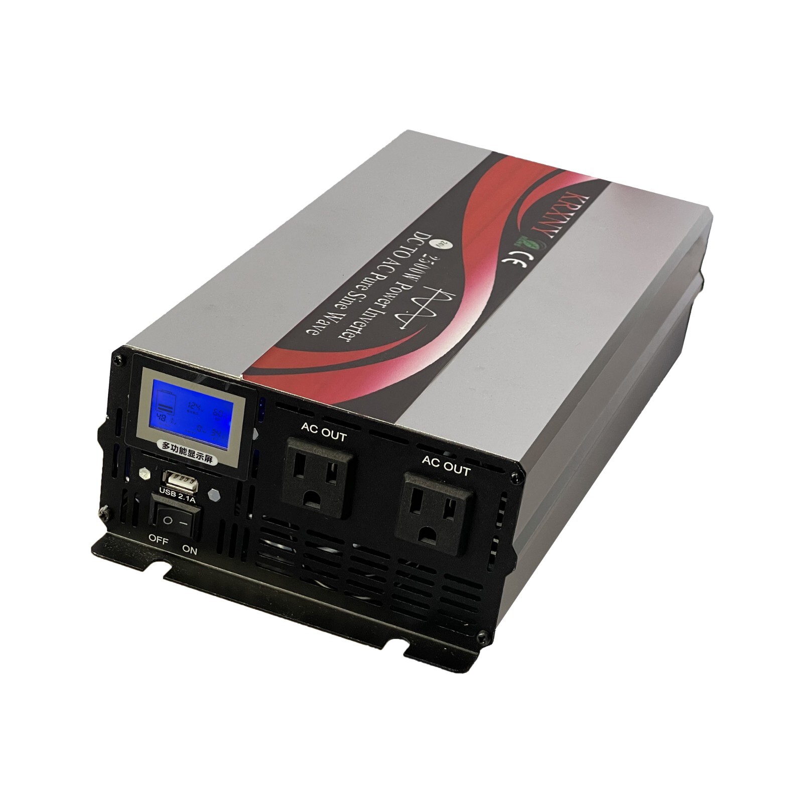 2500W Power Inverter 12V/24V/48V DC to 110V 120V AC 60HZ Pure Sine Wave From US