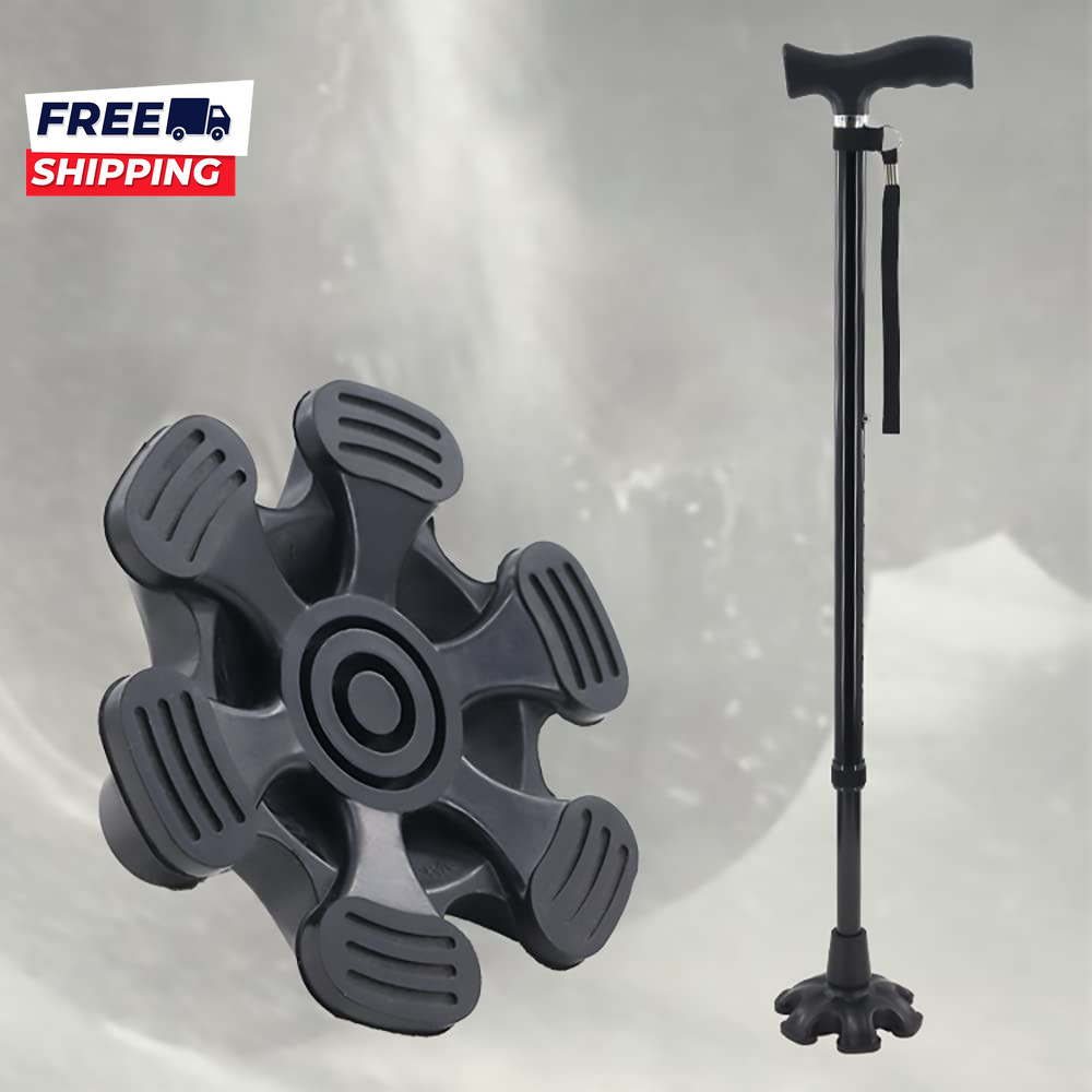 Cane Tip with 6 Support Rubber Foot for Walking Canes 3/4 Inch Shaft, Self-Stand