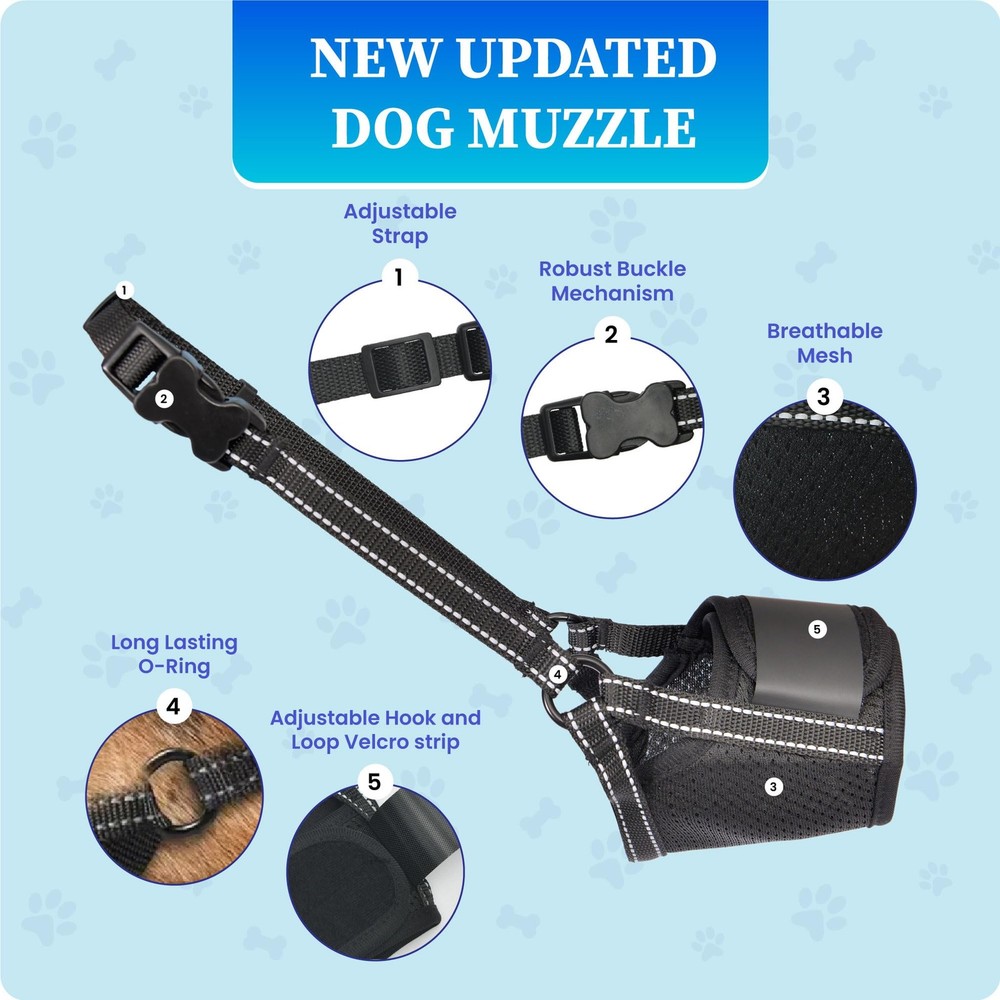 Soft Nylon Dog Muzzle for Small Breeds - Adjustable, Breathable, Anti-Biting