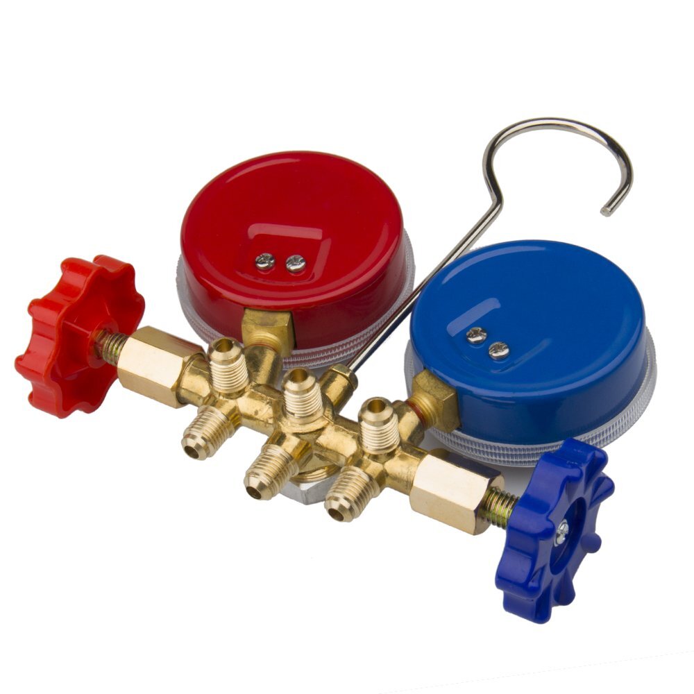 A/C HVAC Diagnostic Service Manifold Gauges Set Of 3 Color Hoses For Refrigerant