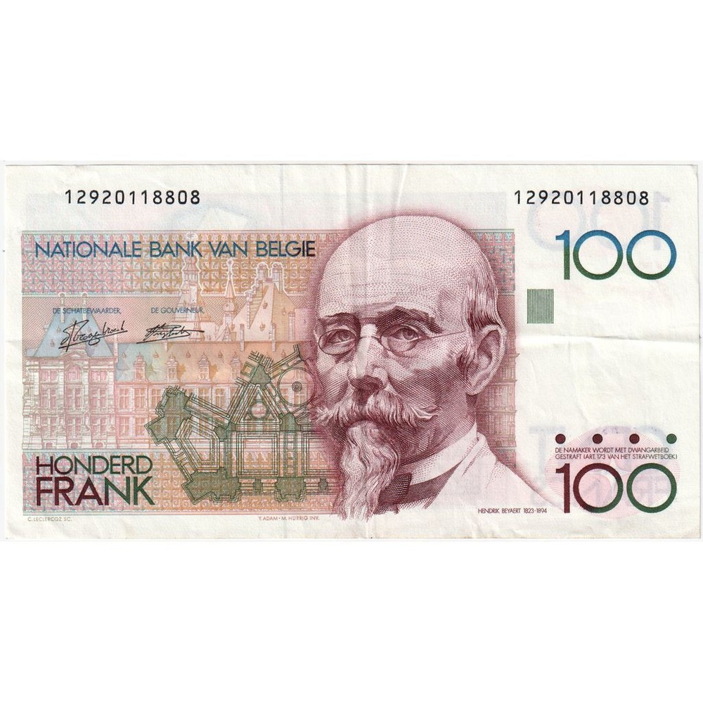 [#336633] Belgium, 100 Francs, EF