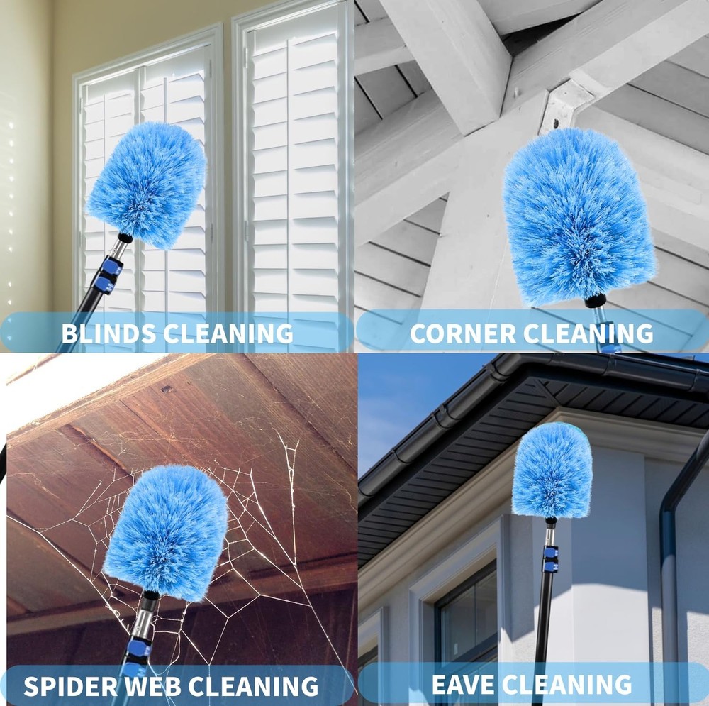 2 Pack Screw on Webster Cobweb Duster Head for Pole,Spider Web Remover Brush,...