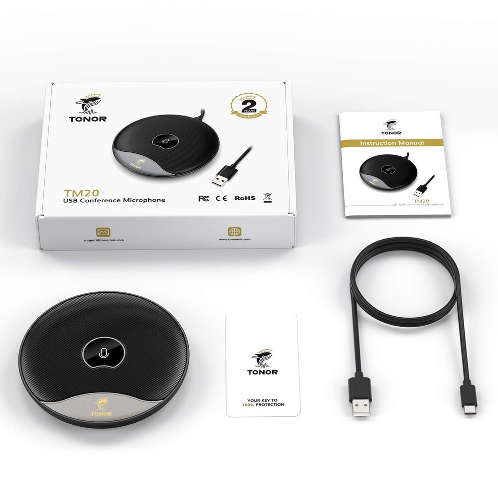 USB Conference Microphone, 360° Omnidirectional PC Computer Condenser Mic wit...