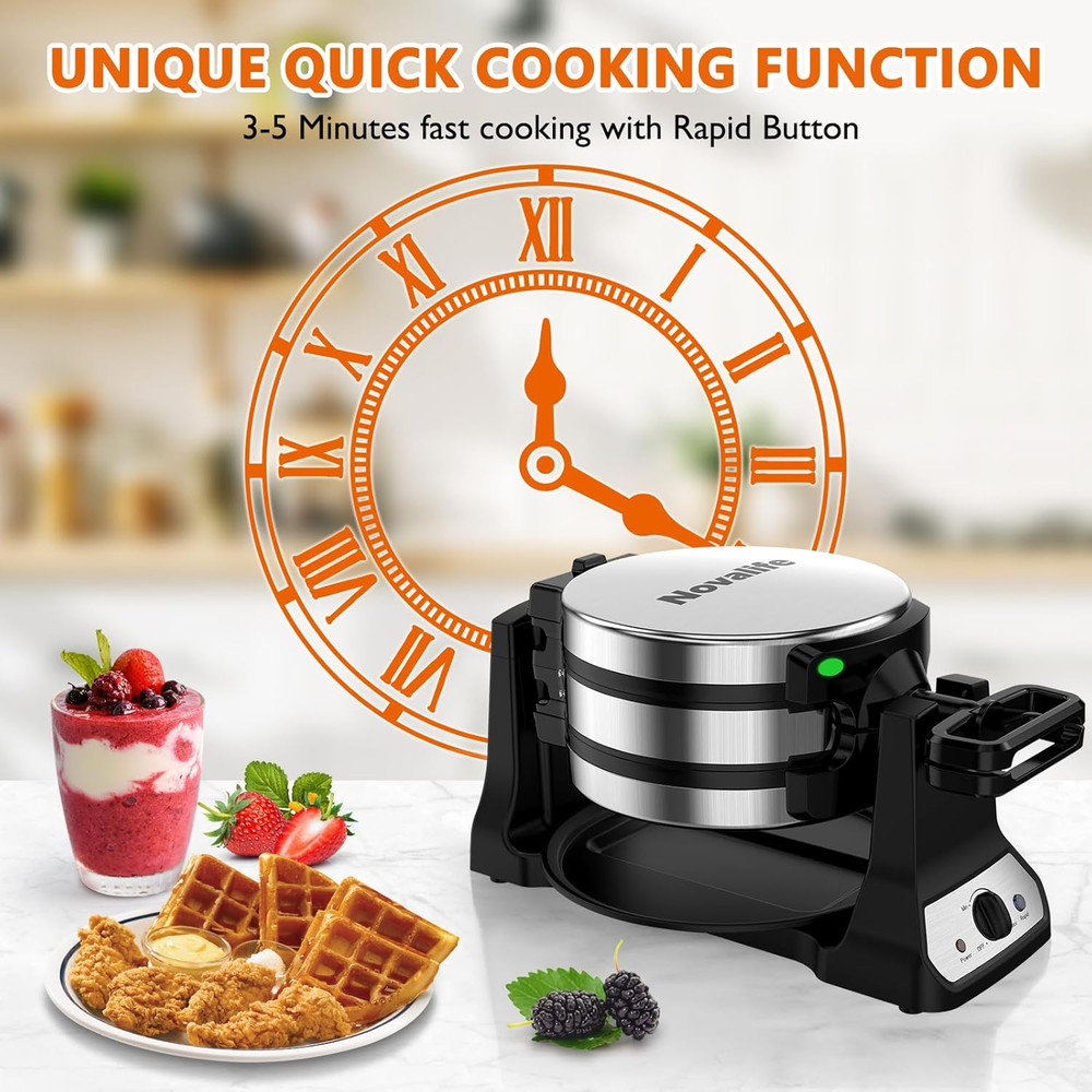 Belgian Waffle Maker Double Flip 1400W