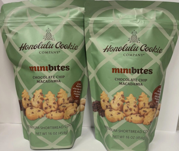Honolulu Cookie Co. Mini Bites Chocolate Chip Macadamia Shortbread 16oz - 2 Bags