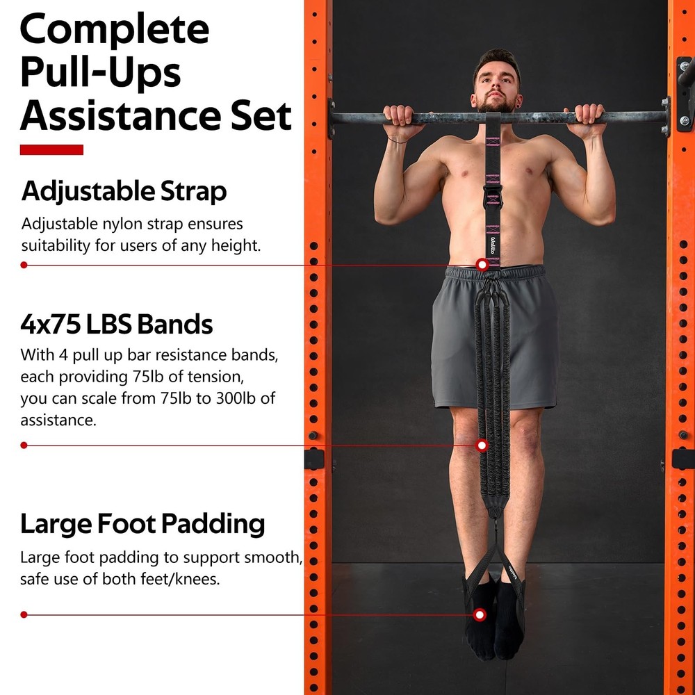 Pull Up Assistance Bands Set, Heavy Duty Adjustable Pull Up Assist Band with ...