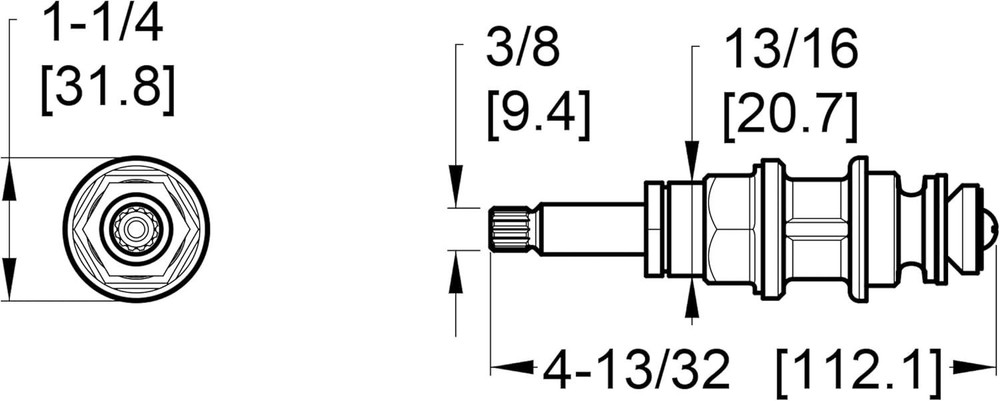 Pfister 910-022 Brass Crown Imperial Replacement Diverter Stem