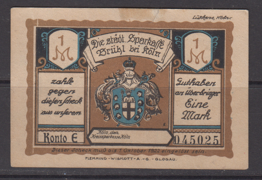 Germany - Notgeld Bruel bei Koln 1 Mark