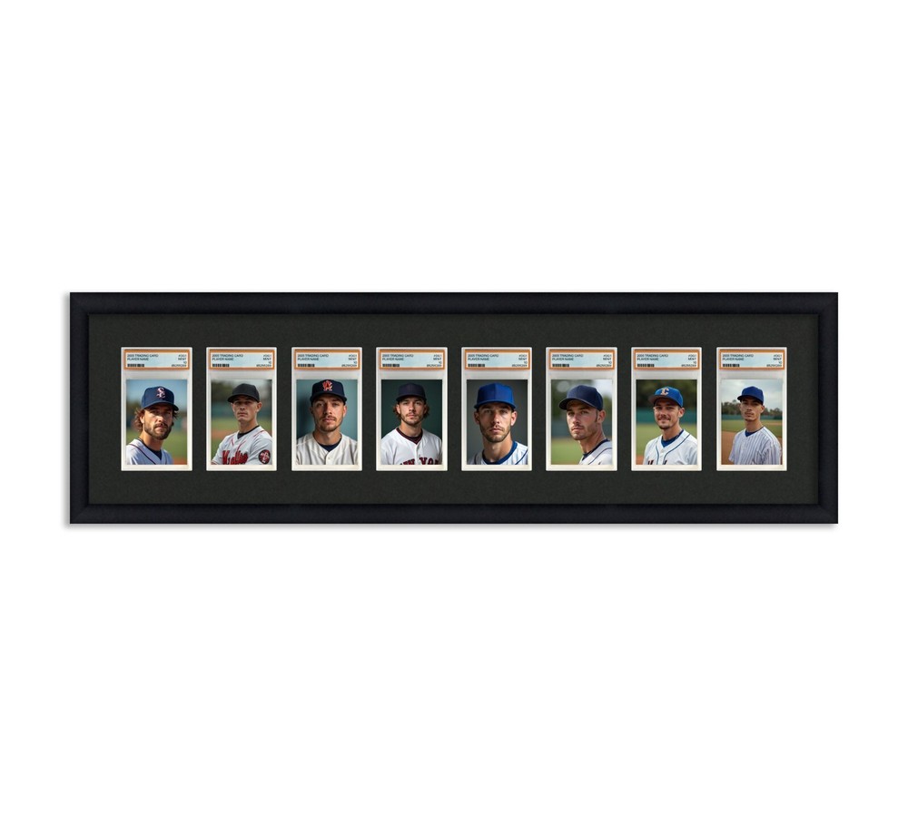 PSA Graded Card Frame Display Holds (8) Slabs Baseball, UV Protection (optional)