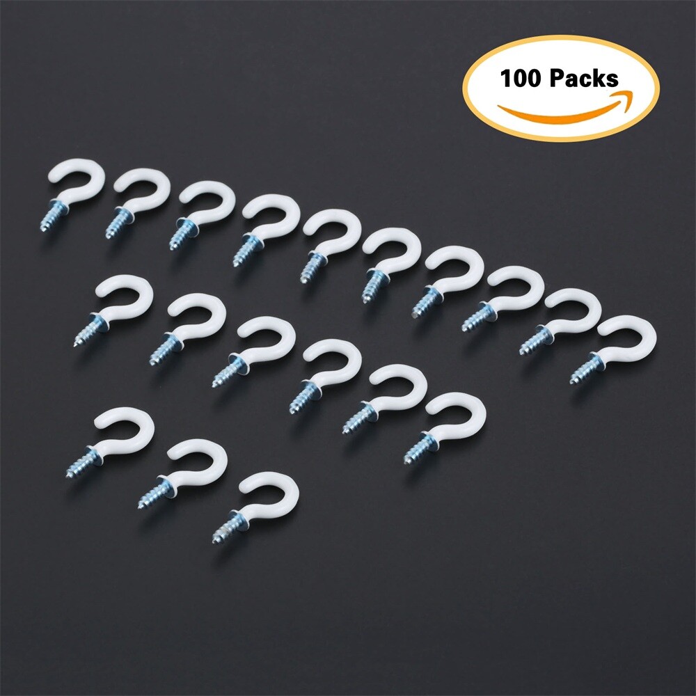 100Pcs/lot 0.94" Strong Sharp Vinyl Coated Ceiling Hooks Space-saving Hardware
