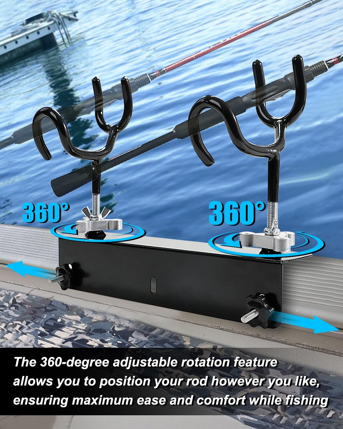 Boat Track System Rod Holder with Power Lock and Track Adapter