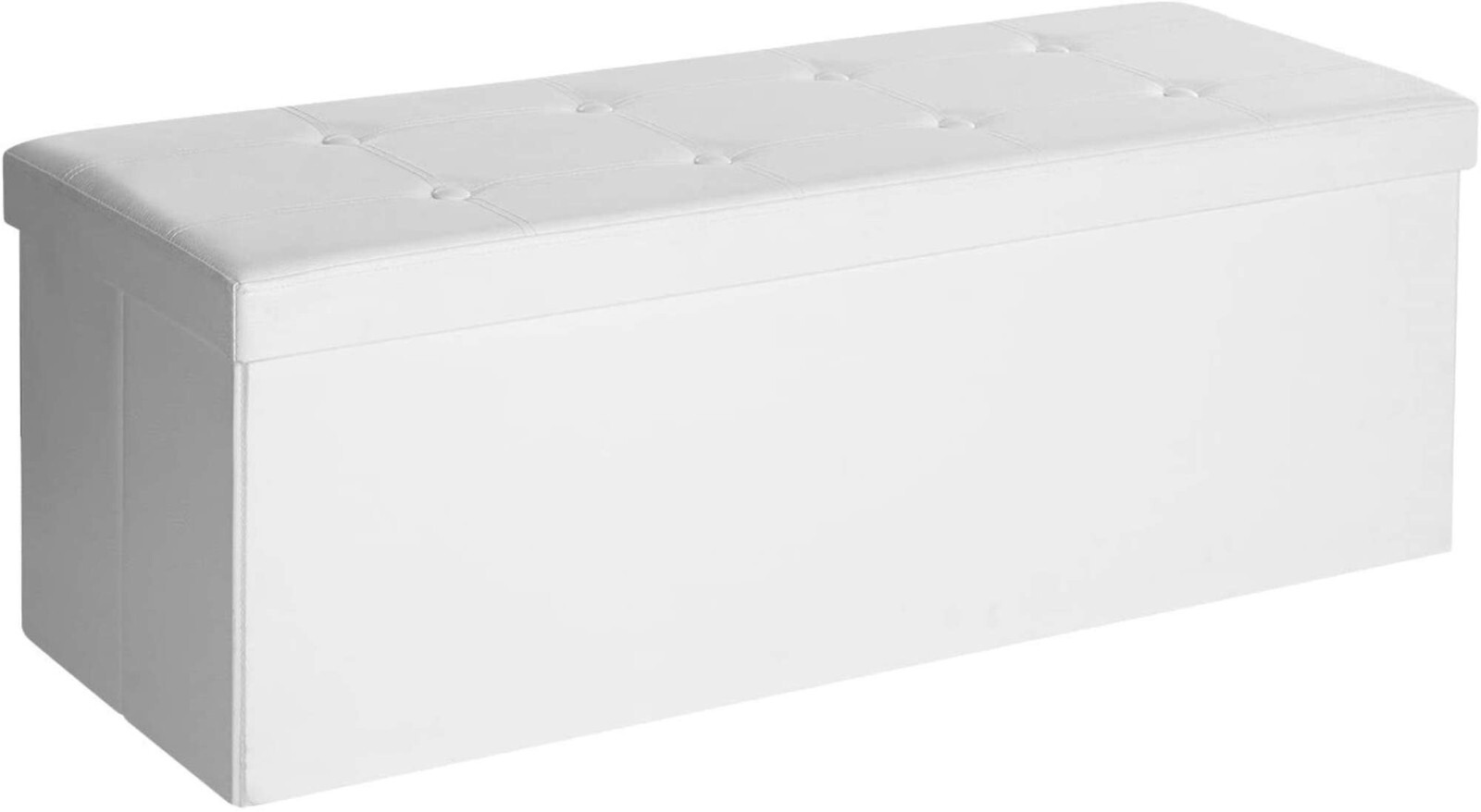 Faux Leather Folding Storage Ottoman Bench 43 inch - White