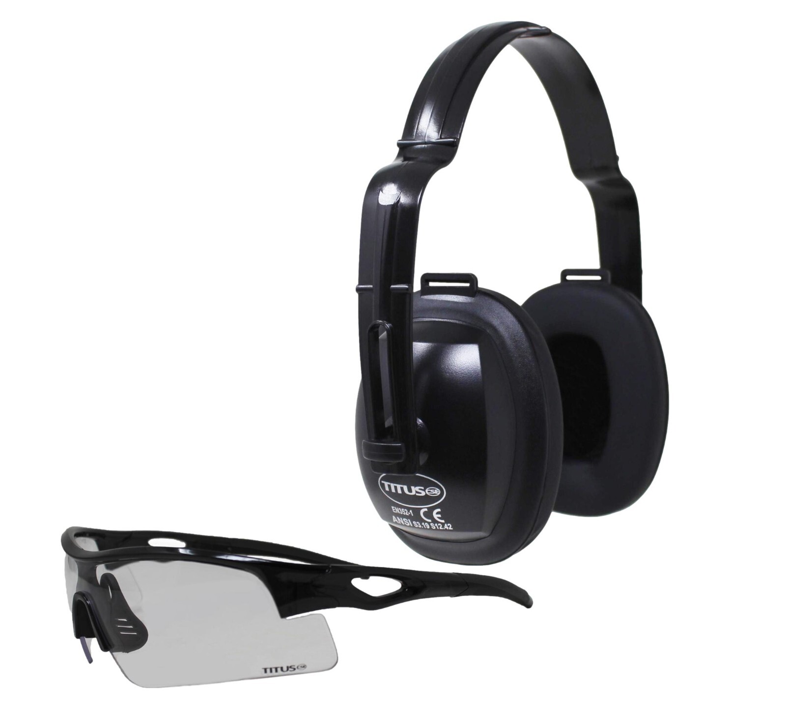 TITUS Hearing Protection Earmuffs Noise Reduction & Shooting Glasses Range Gear