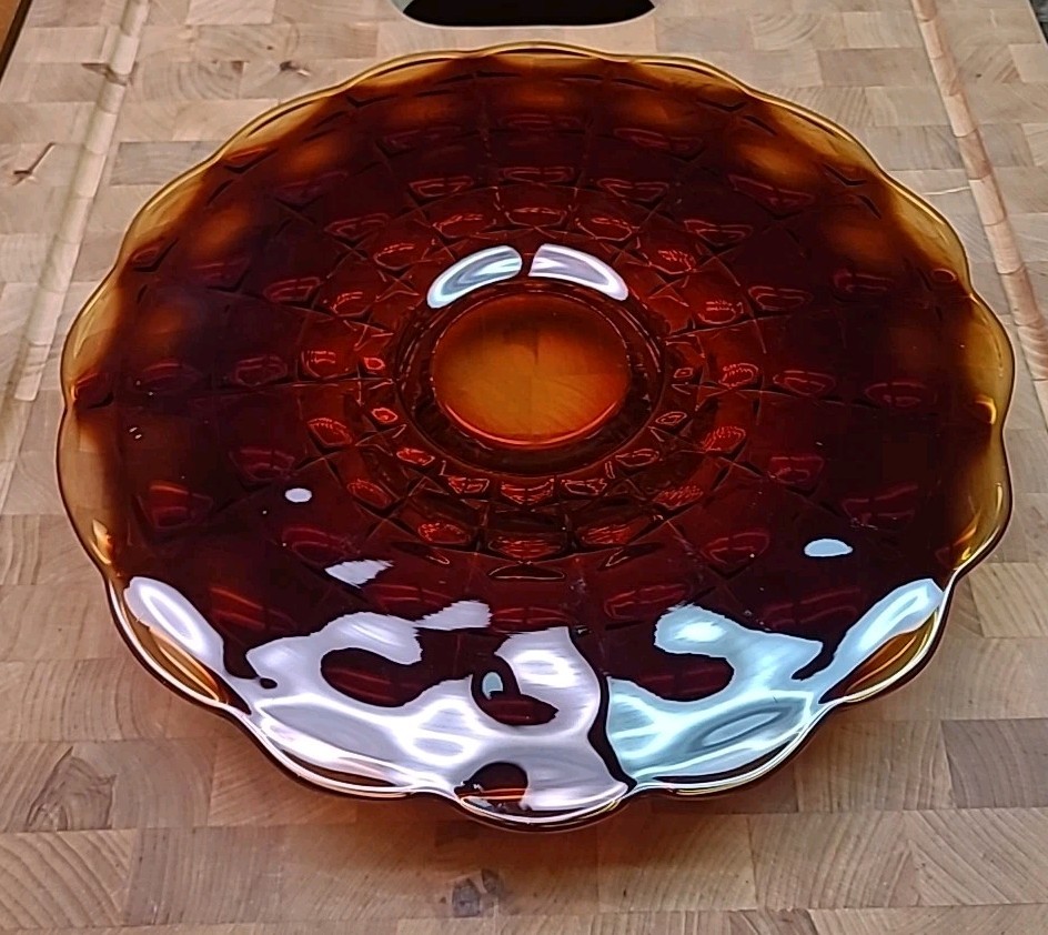 Glass Cake Plate Stand Low Footed Red