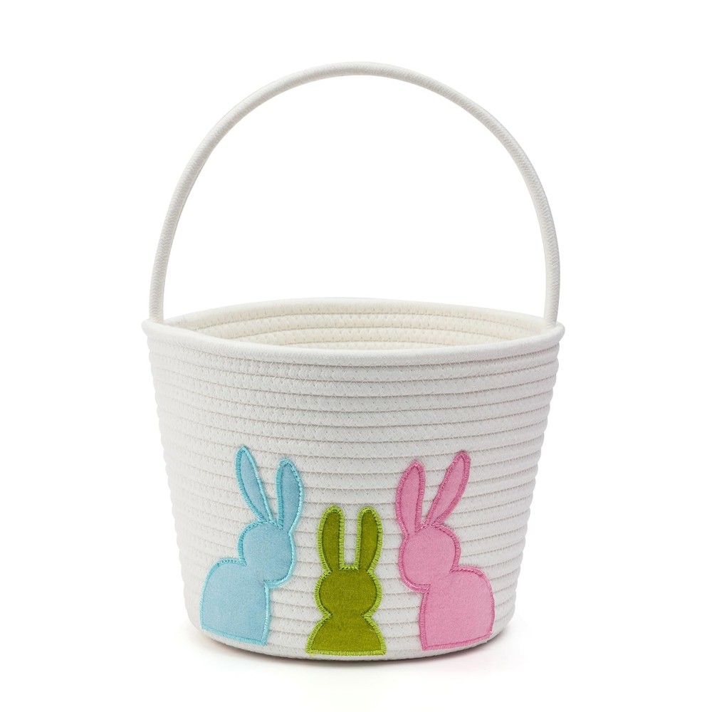 E-FirstFeeling Easter Baskets for Kids, Woven Easter Bunny Basket with Handle...