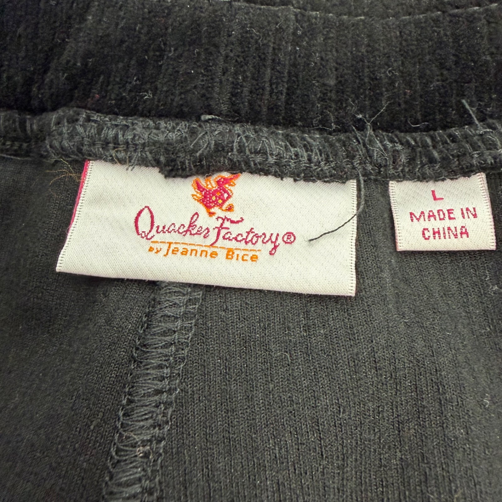 Quacker Factory Classic Soft Corduroy Pull On Stretch Black Pocket Pants L