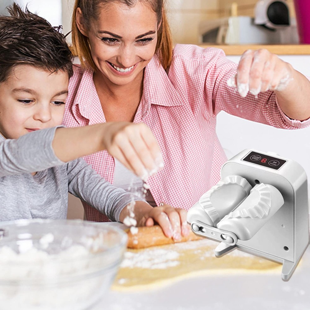 Automatic Electric Dumpling Press Maker Machine - Adjustable and 1, White