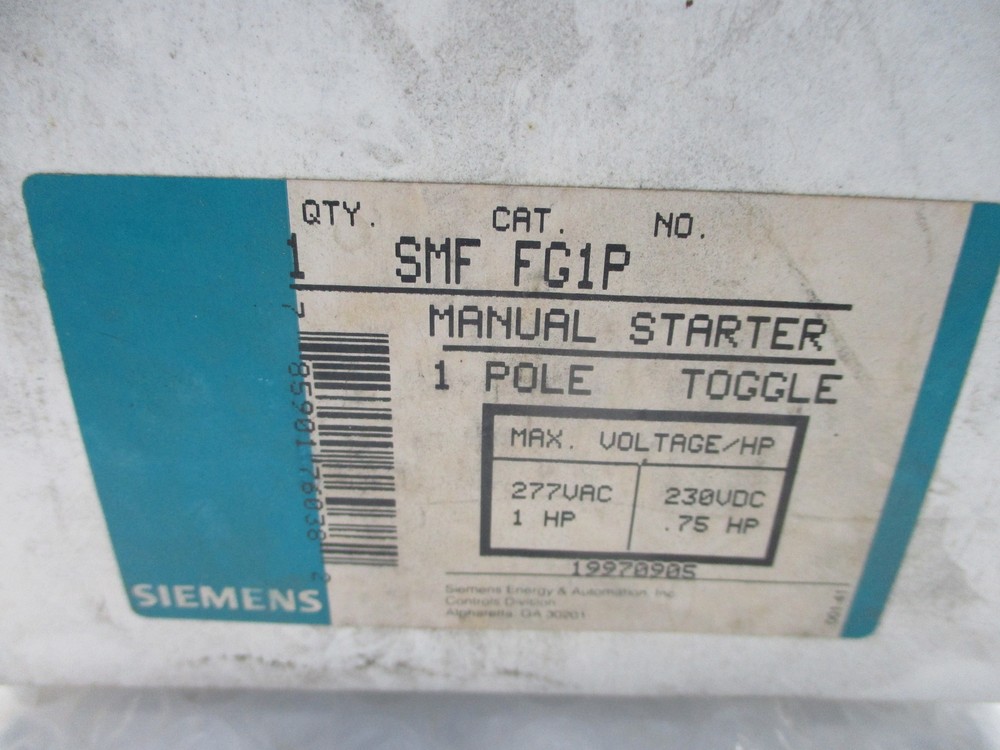 SIEMENS SMFFG1P STARTER 277VAC