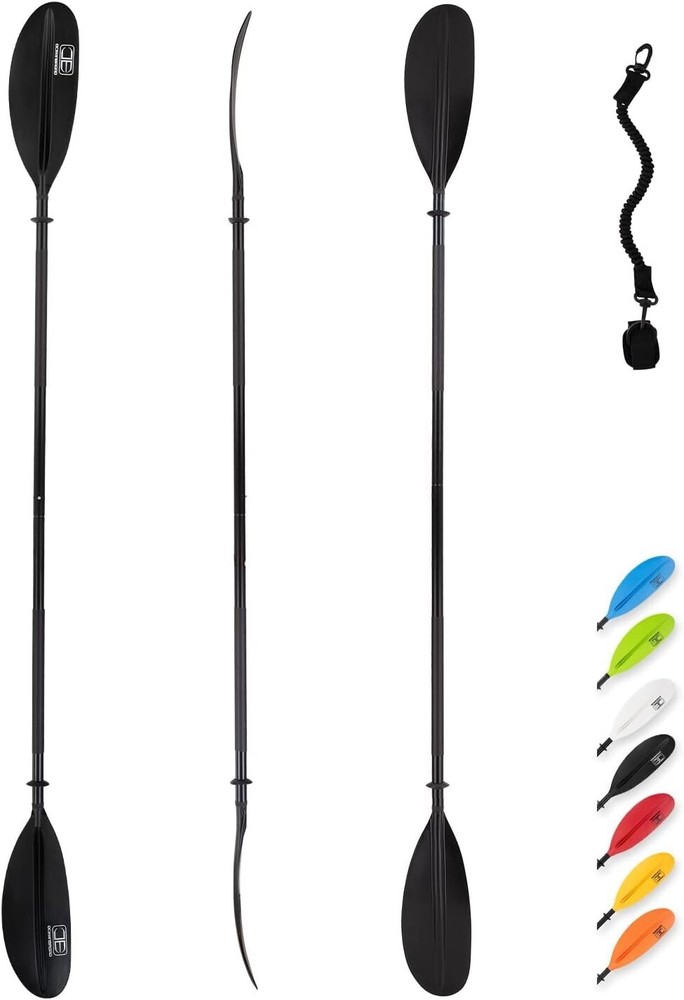 Durable 95in Kayak Paddle with Adjustable Angles & Bungee Leash - Lightweight