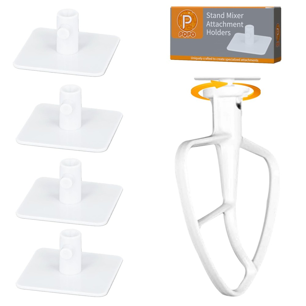 4 Pack Stand Mixer Attachment Holders Compatible with Kitchenaid Small, White