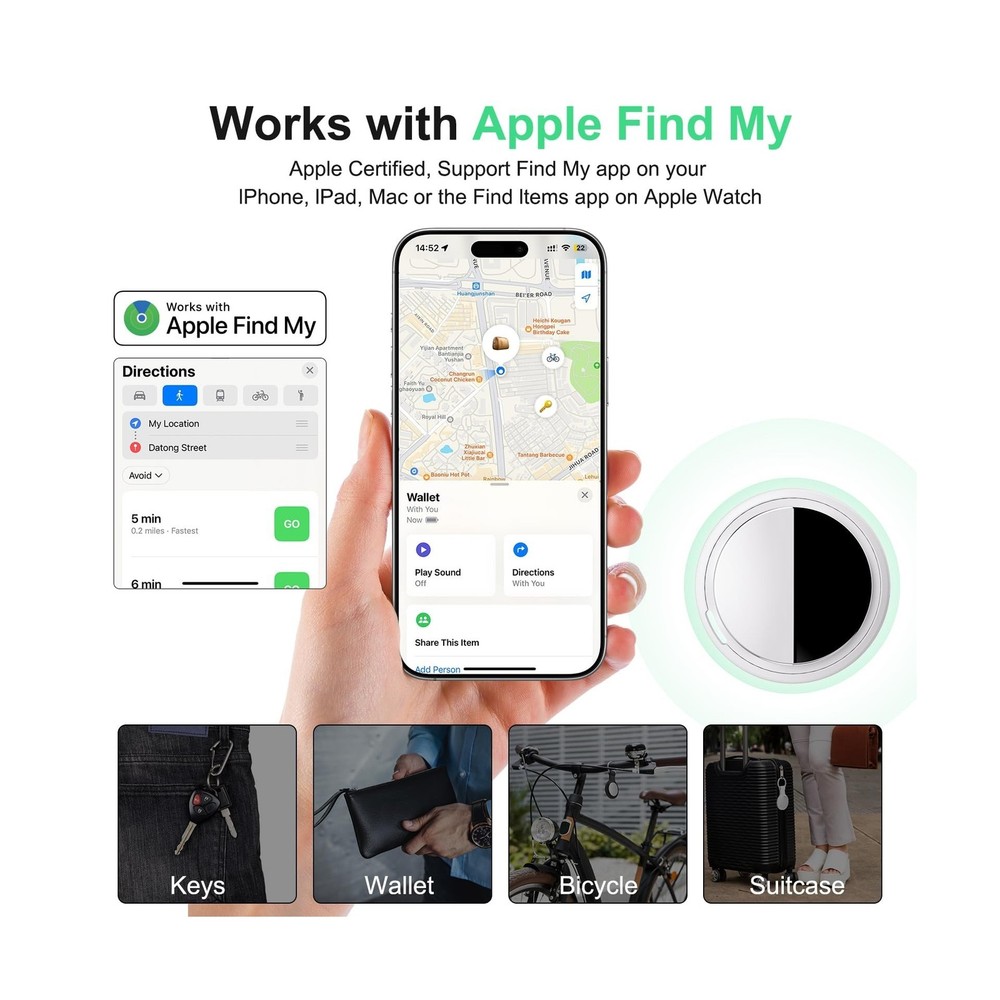Air Tracker Tag Works with Apple Find My (iOS Only) Includes Replaceable Batt...