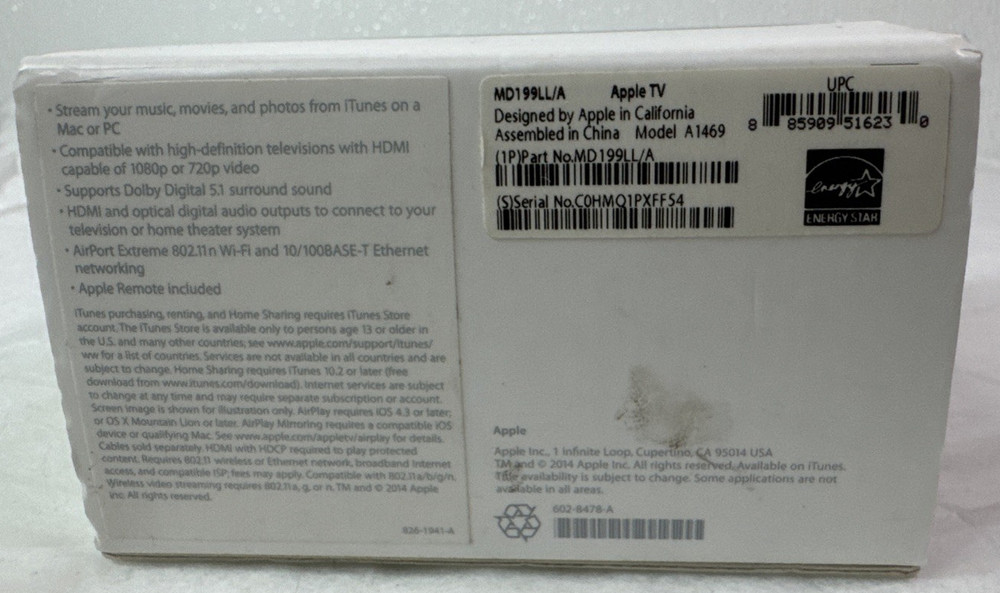 Apple TV Model A1469 3rd Generation W/ Apple Remote Tested Bundle media streamer