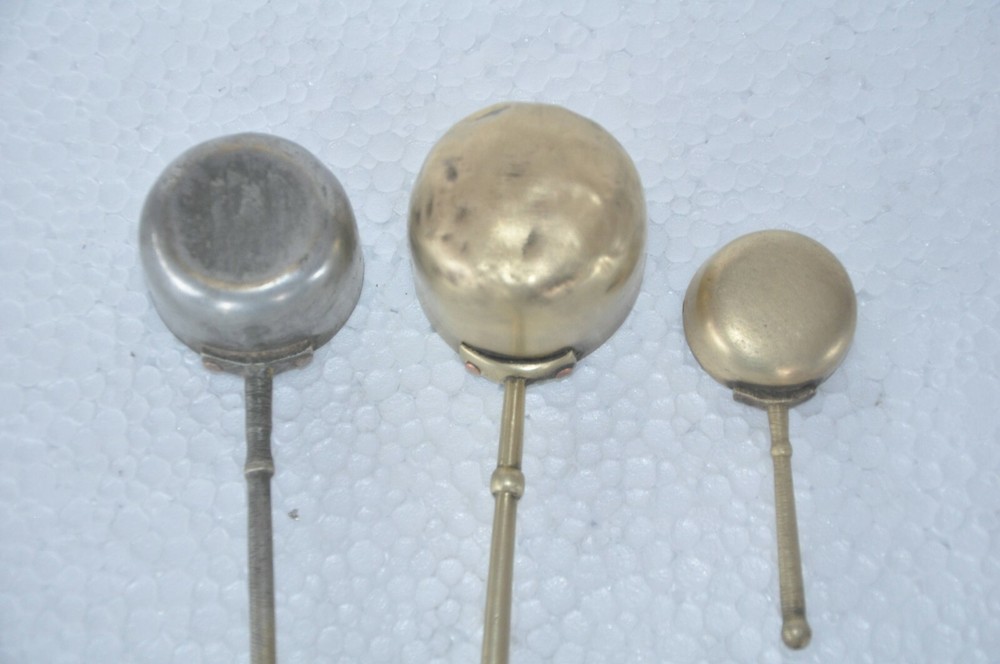 3 Pc Vintage Brass Handcrafted Solid Food Serving Spoons