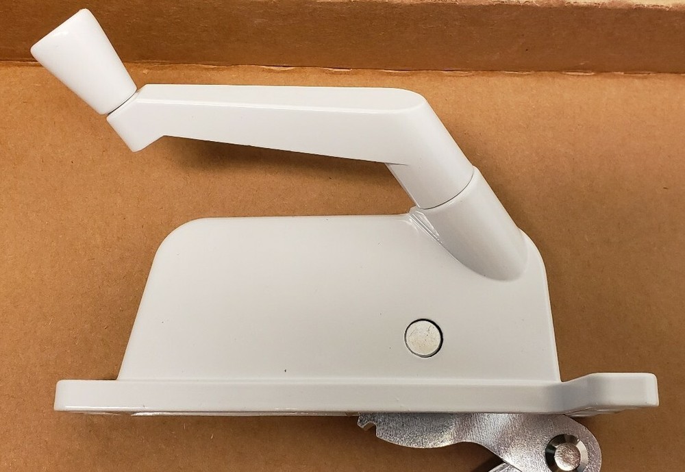 Right-Casement Window Awning Operator Crank-White-63.5-Handle-2 1/2" Link