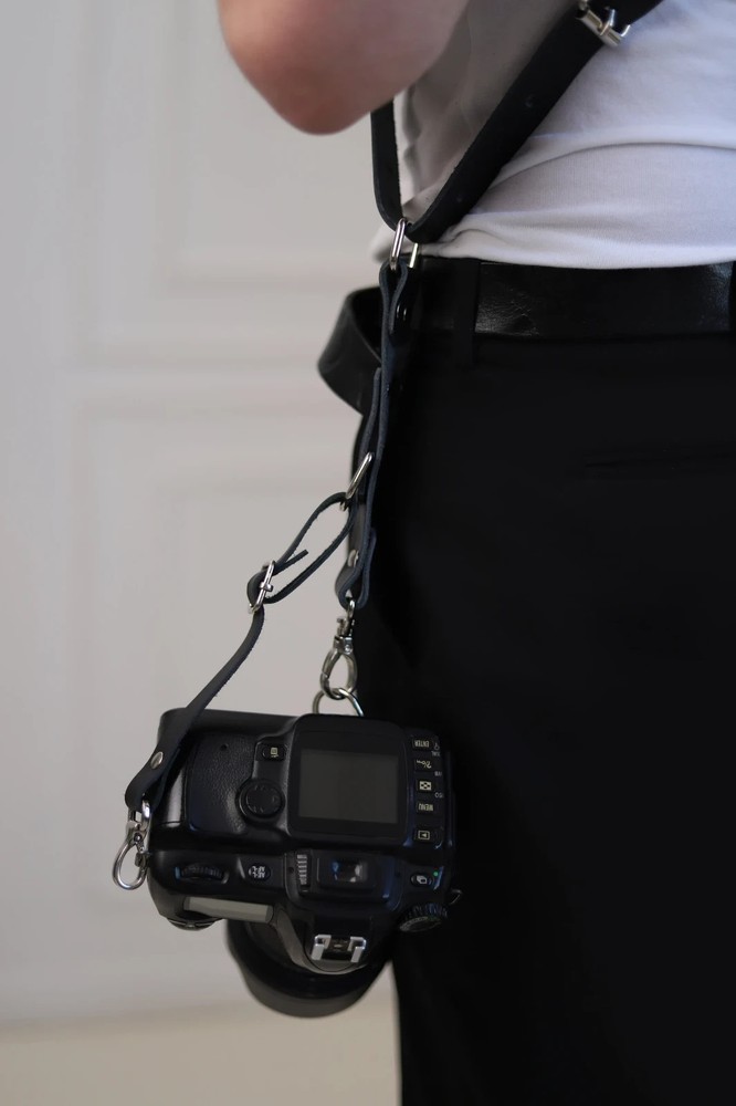 Leather Dual Camera Harness, Adjustable Double Camera Strap Custom