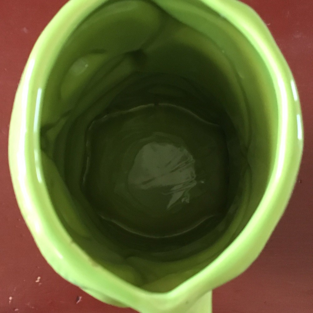 Designpac Ceramic Lime Green Jumbo Exotic Tiki Pitcher 8.5”X 7” EUC
