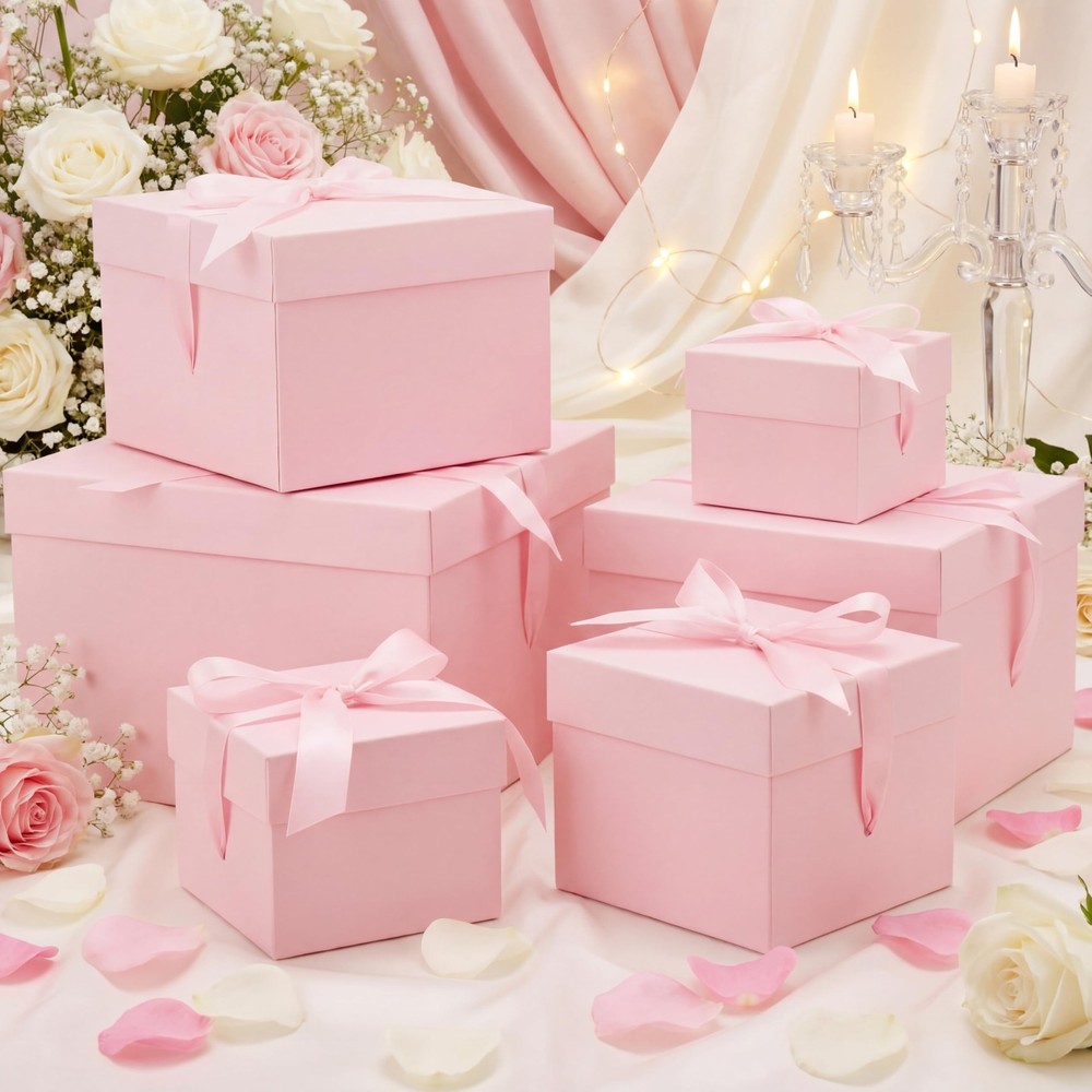 6 Pcs Nesting Gift Boxes with Lid Square Nesting Gift Boxes for Presents Pack...