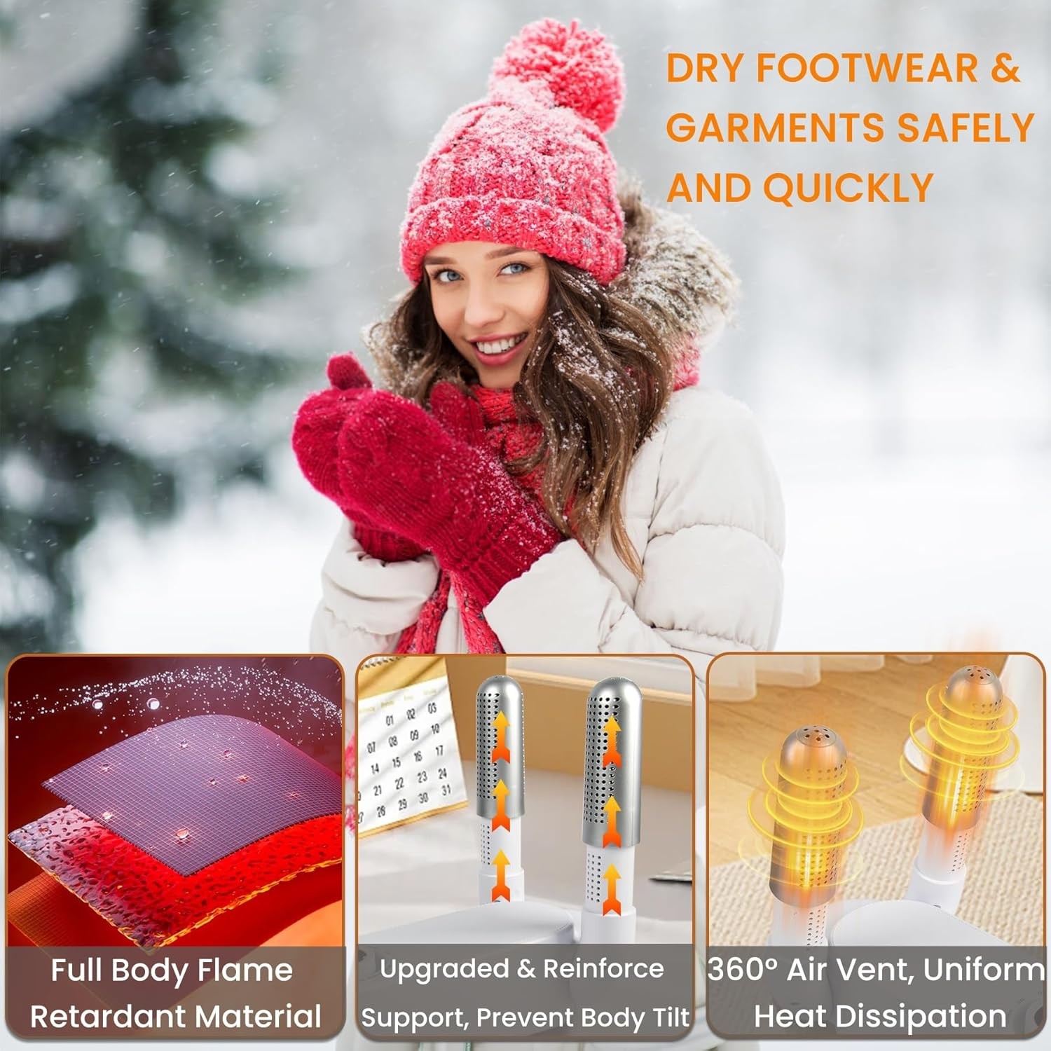 Shoe Dryer Glove Dryer, Dry Wet Shoes with Heat Blower, Intelligent Shoes Dryer