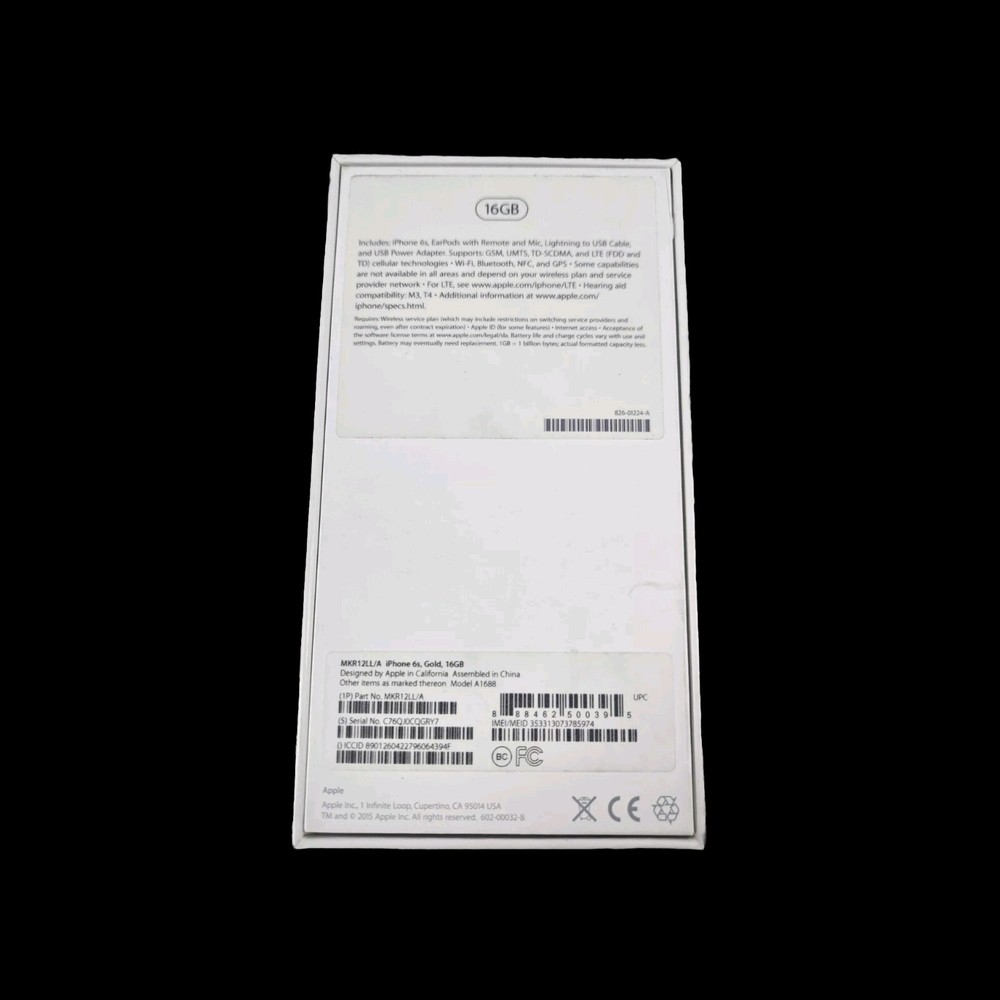 iPhone 6S Plus 16 GB Gold BOX ONLY
