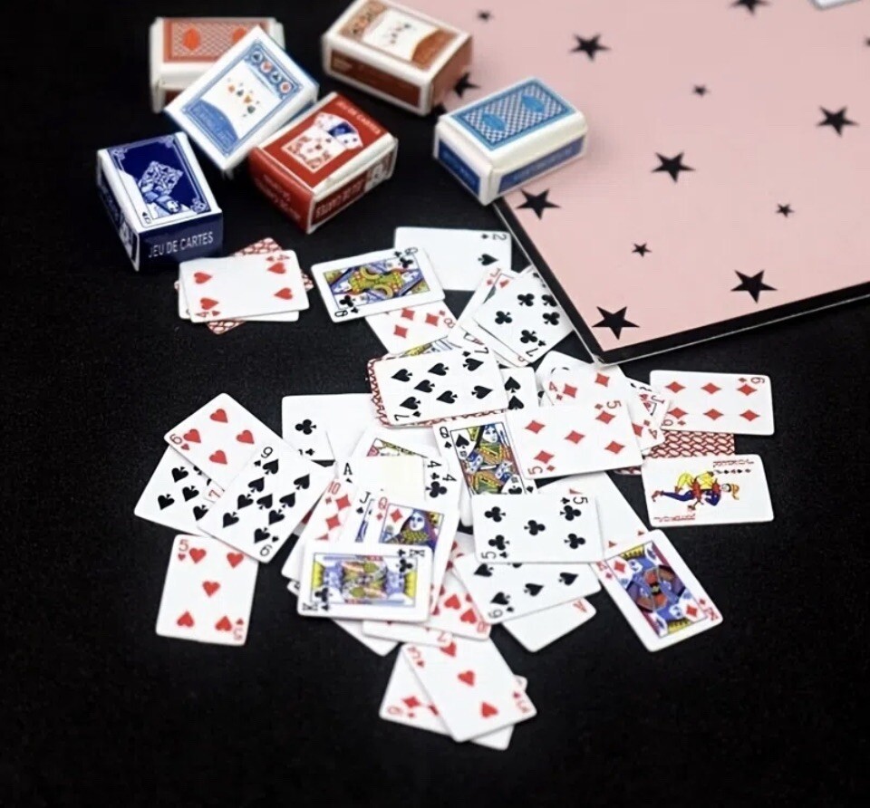 Mini Plastic Coated Poker Playing Card Deck 1.5cm/0.59in x 1cm/0.39in