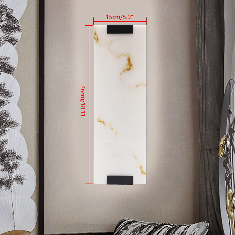 Marble Wall Light Hand Carved Alabaster Rectangular Sconce LED Indoor Wall Lamp