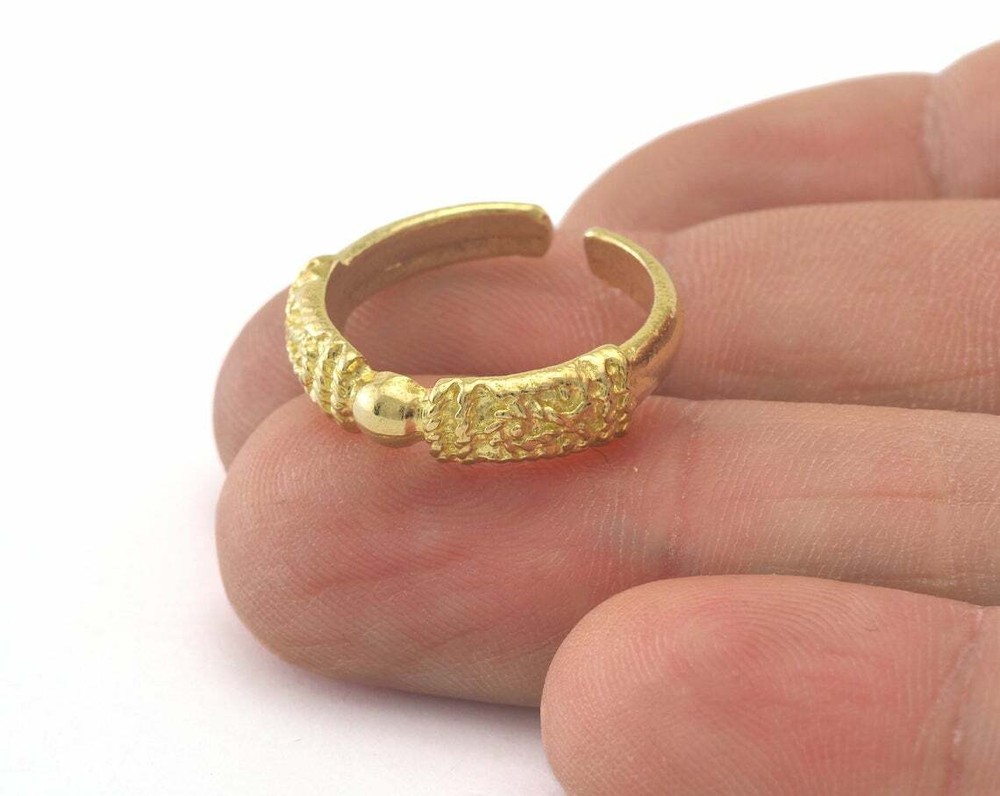 Ball Ring Adjustable Raw brass (17mm 7US inner size - Adjustable ) OZ2658
