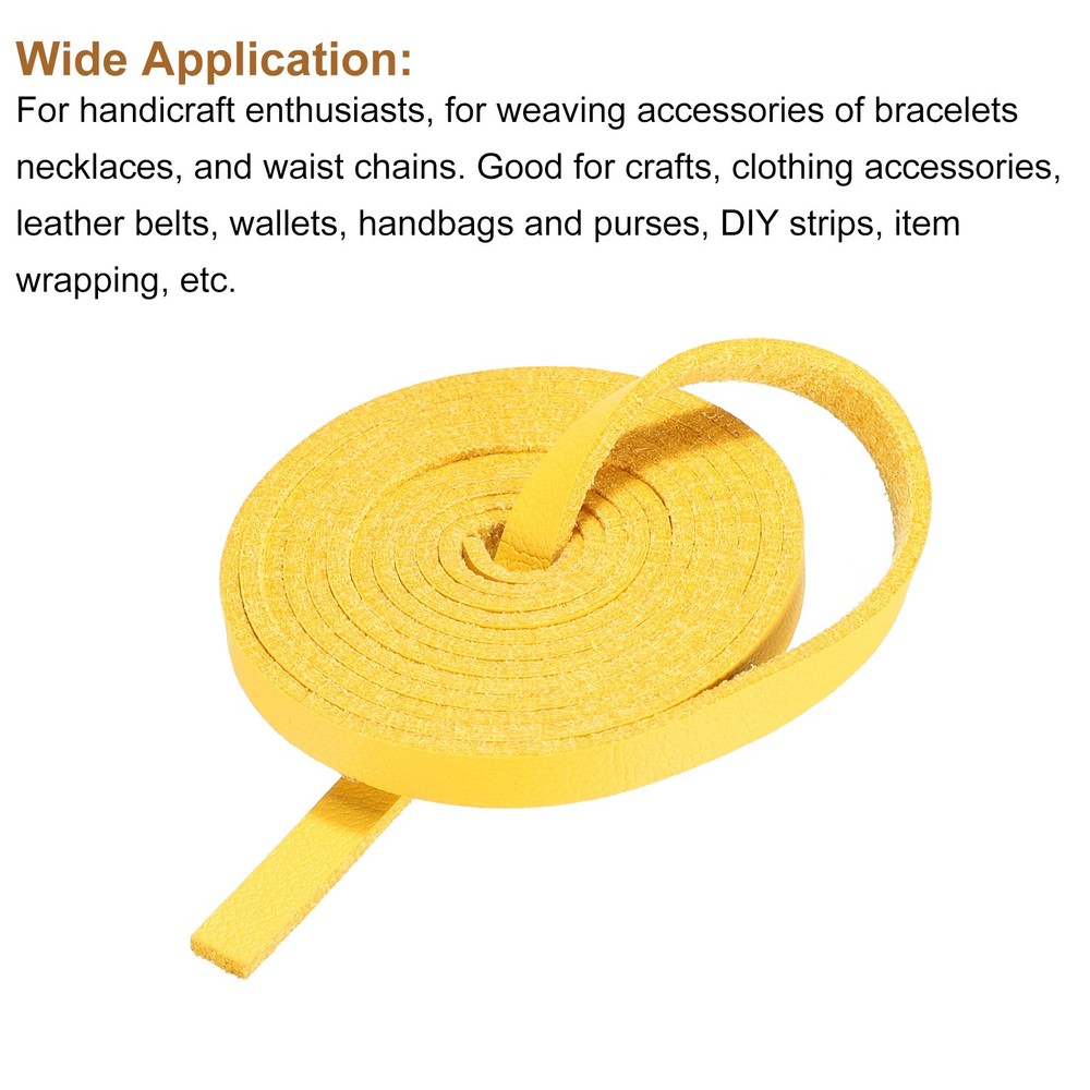 Faux Leather Straps Strip Leather String 0.5cm/0.2" Width, Yellow